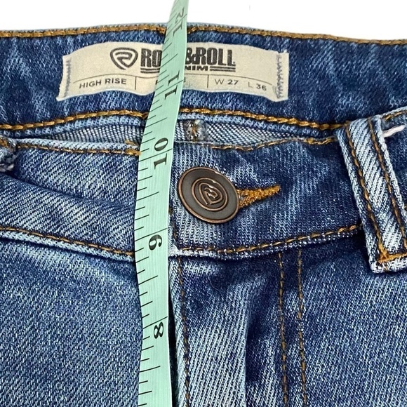 ROCK&ROLL DENIM - SZ 27 x 35” GR8 CONDITION - 10”FLARE - HIGH RISE - MED WASH B6 - Picture 8 of 13